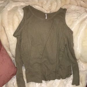 Cold shoulder waffle knit